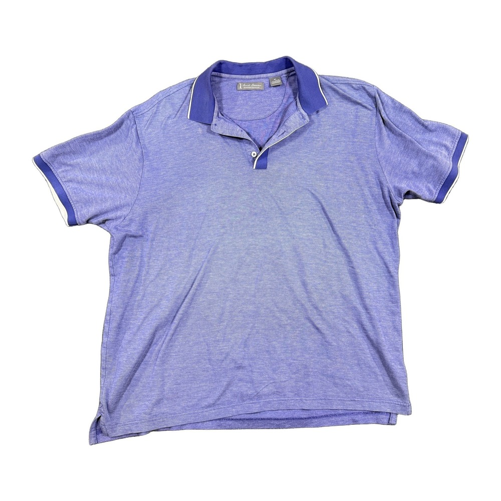 Daniel Cremieux Signature Collection Blue Heather Tipped Polo Shirt Mens XL